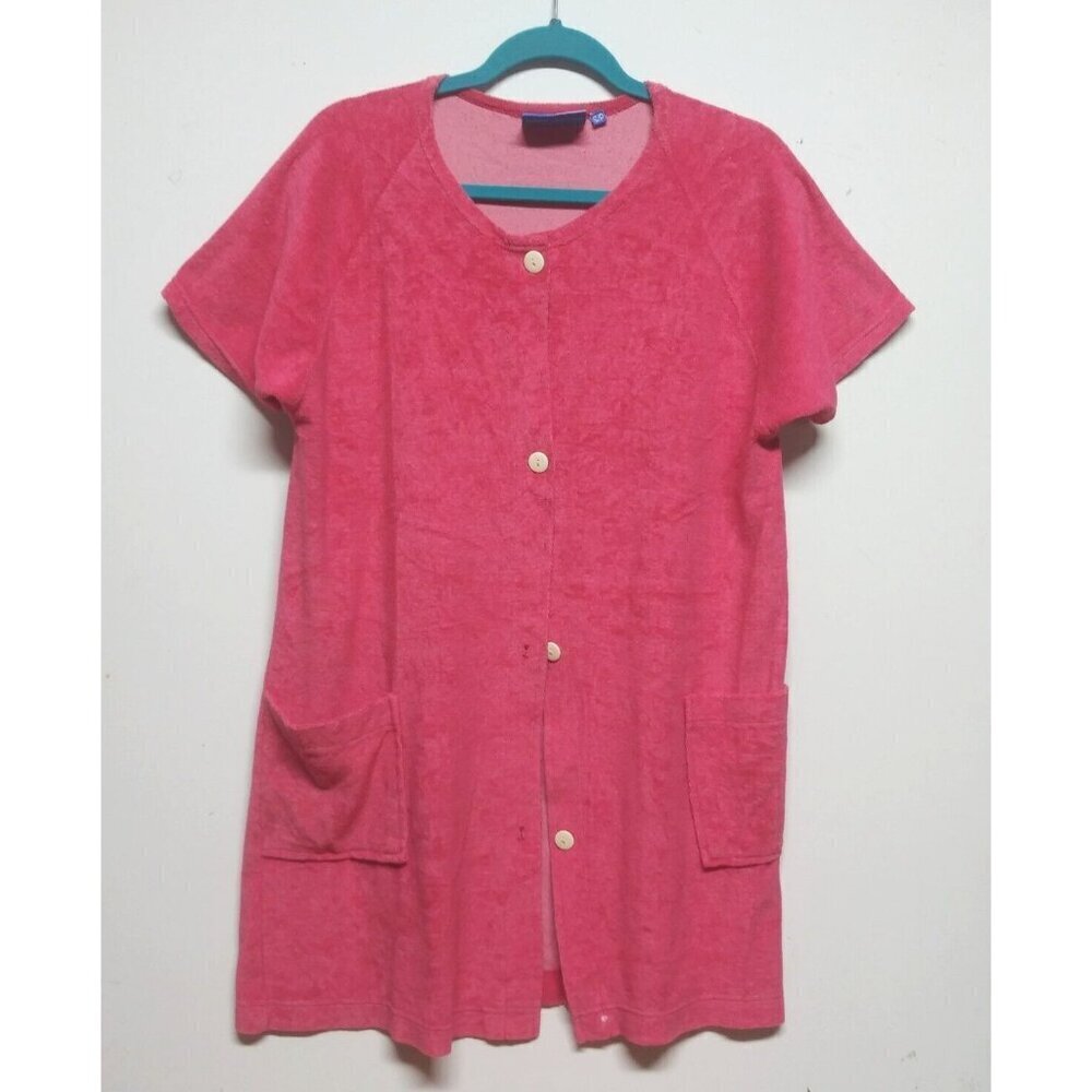 YACHT CLUB robe short SP pink short sleeve pockets Turkish/microfiber buttons